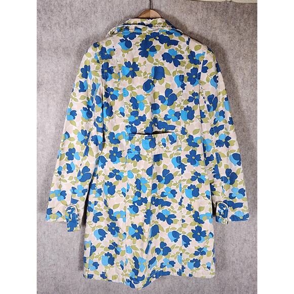 OLD NAVY Blue Green Floral Retro Vintage Button Up Jacket Coat SZ XS - Picture 2 of 6
